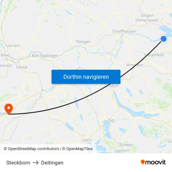 Steckborn to Deitingen map