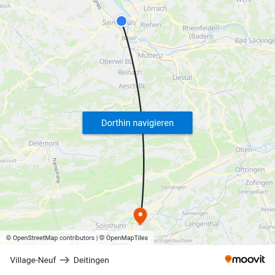 Village-Neuf to Deitingen map