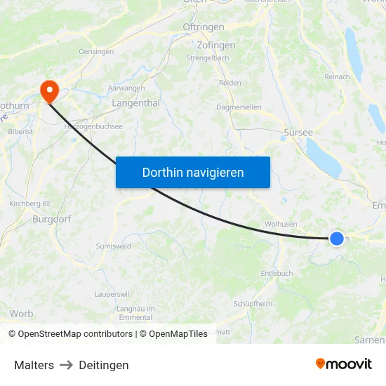 Malters to Deitingen map