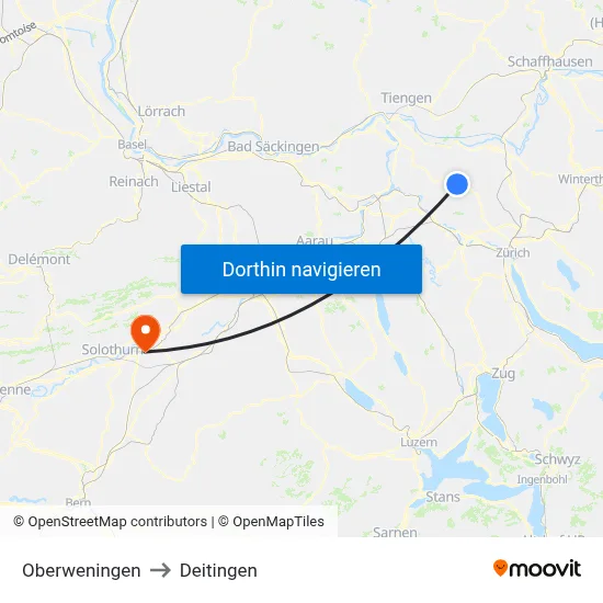 Oberweningen to Deitingen map