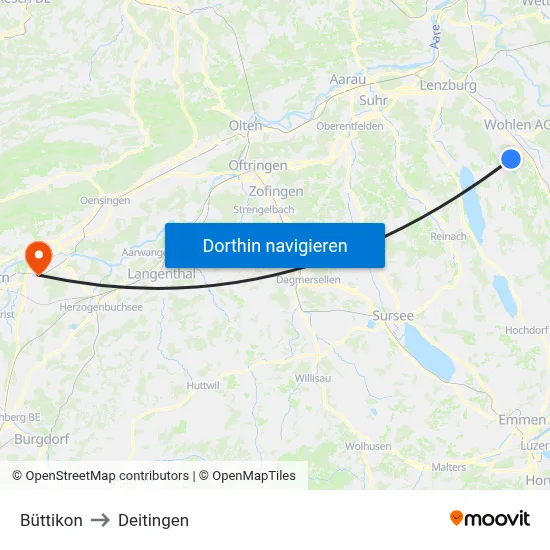 Büttikon to Deitingen map