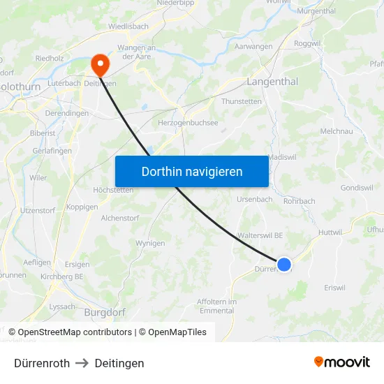 Dürrenroth to Deitingen map