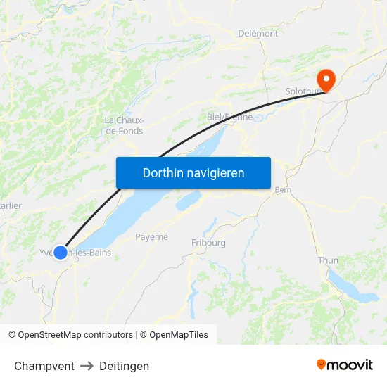Champvent to Deitingen map