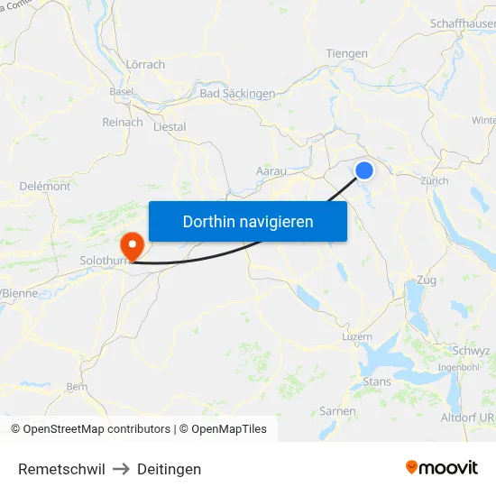 Remetschwil to Deitingen map