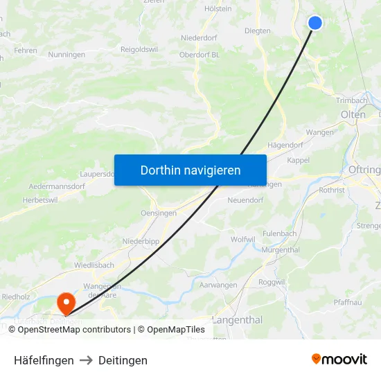 Häfelfingen to Deitingen map