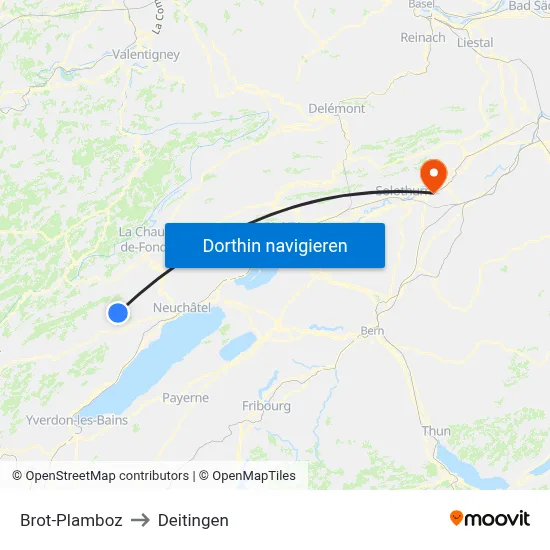 Brot-Plamboz to Deitingen map