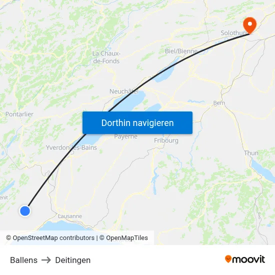 Ballens to Deitingen map