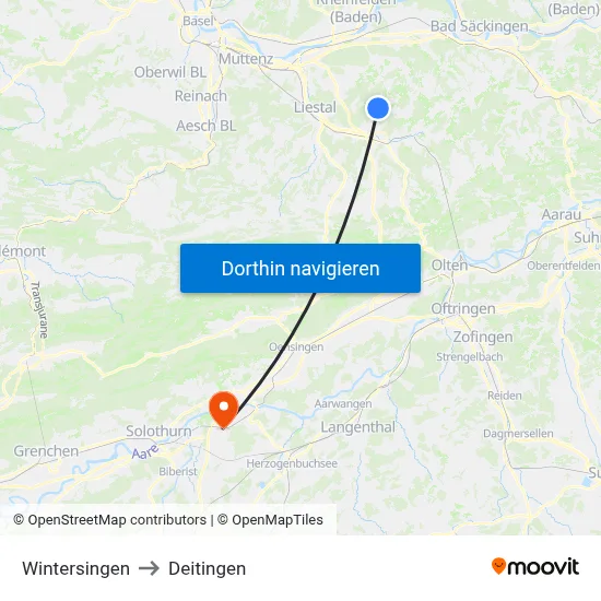 Wintersingen to Deitingen map