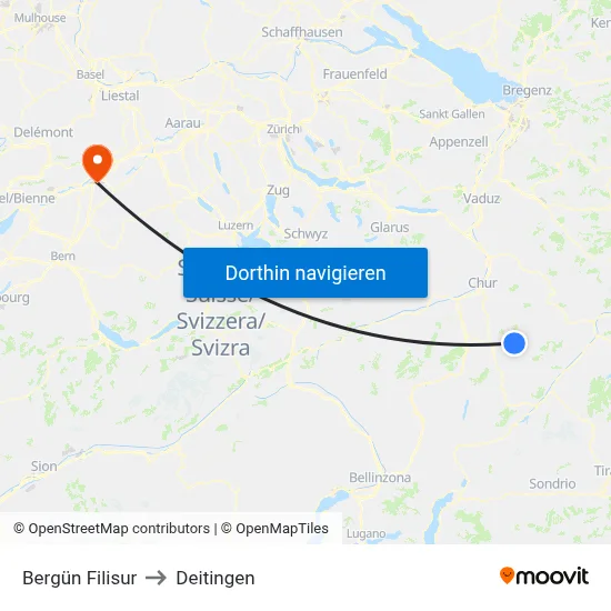 Bergün Filisur to Deitingen map