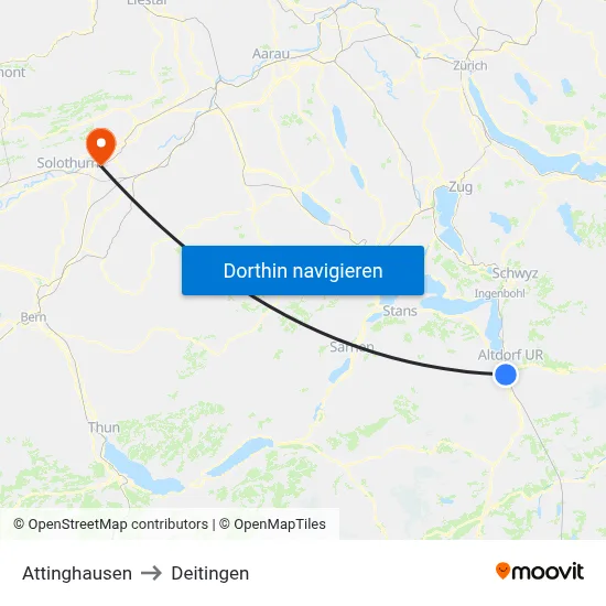Attinghausen to Deitingen map
