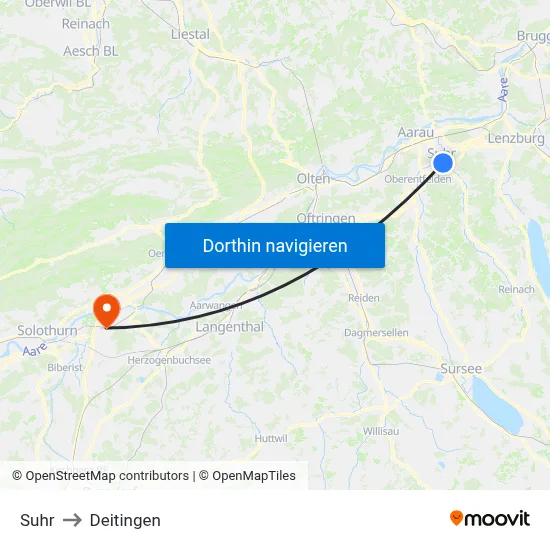 Suhr to Deitingen map