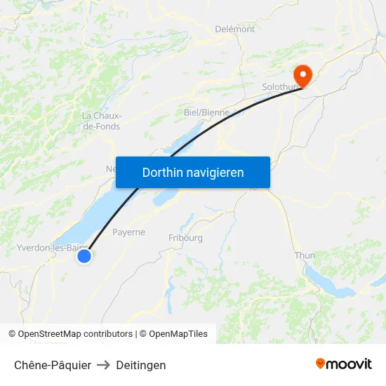 Chêne-Pâquier to Deitingen map