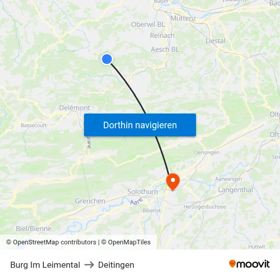 Burg Im Leimental to Deitingen map