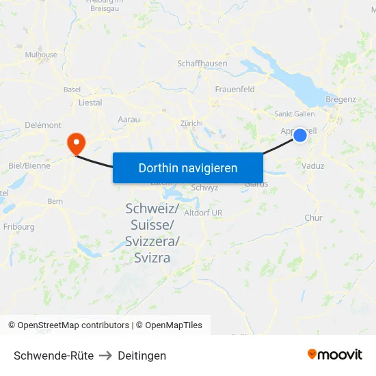 Schwende-Rüte to Deitingen map