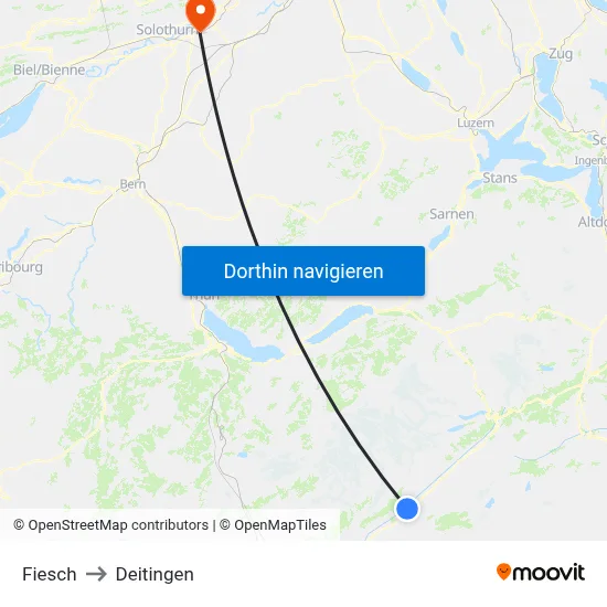 Fiesch to Deitingen map