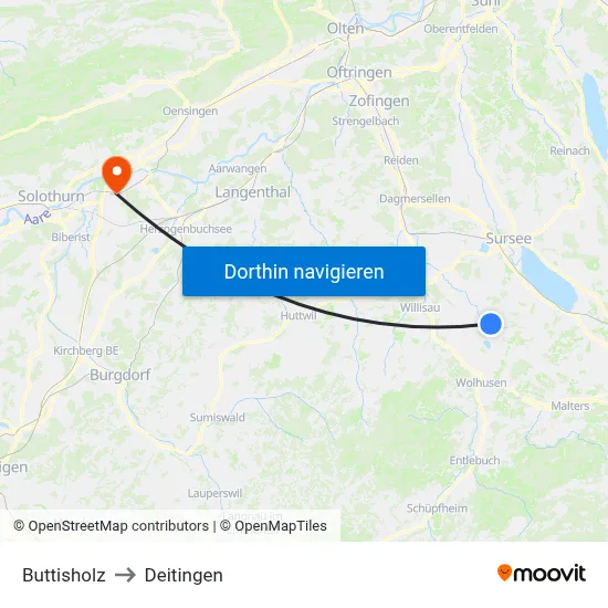 Buttisholz to Deitingen map