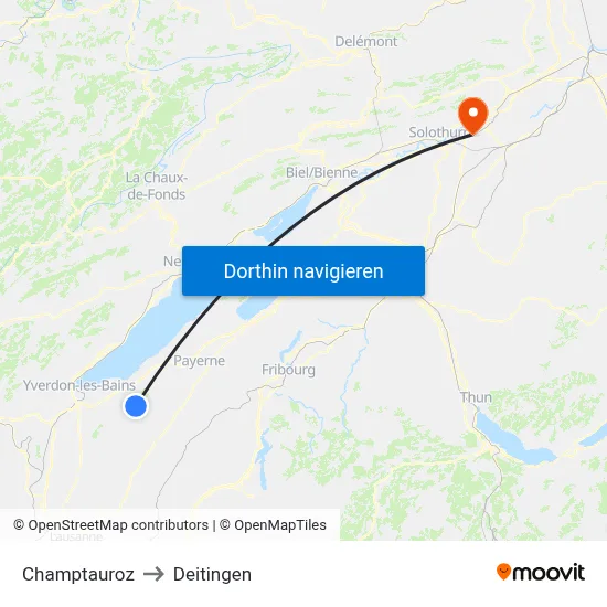Champtauroz to Deitingen map