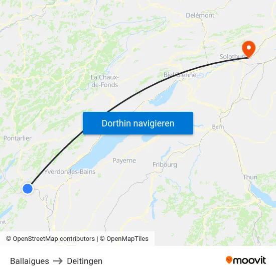 Ballaigues to Deitingen map