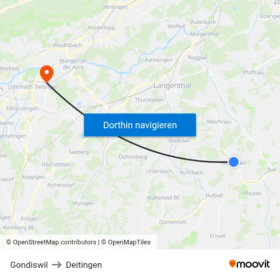 Gondiswil to Deitingen map
