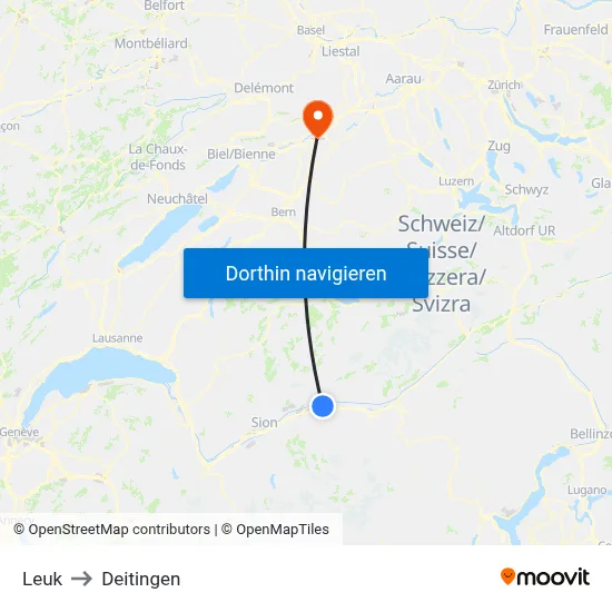 Leuk to Deitingen map