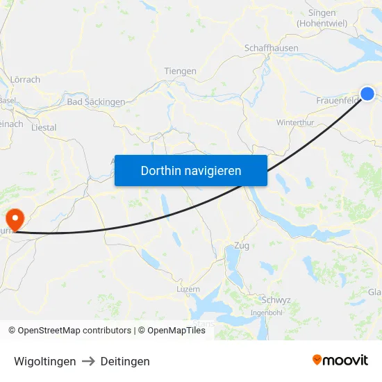 Wigoltingen to Deitingen map