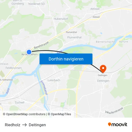 Riedholz to Deitingen map