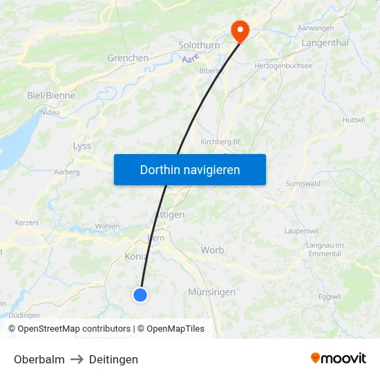 Oberbalm to Deitingen map