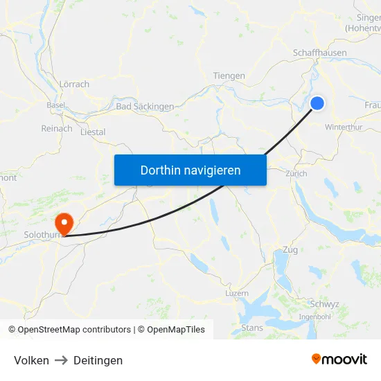 Volken to Deitingen map