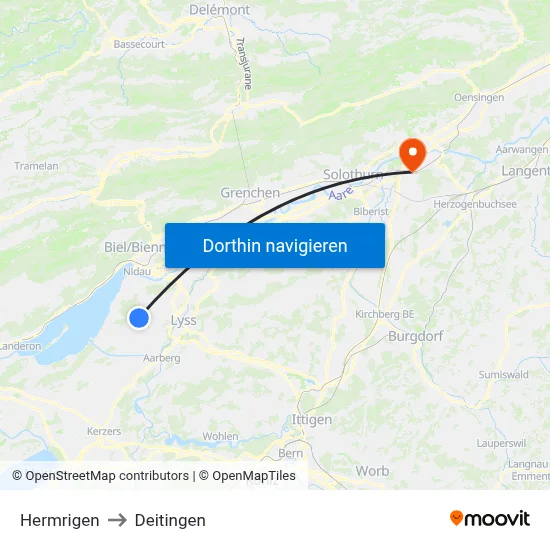 Hermrigen to Deitingen map