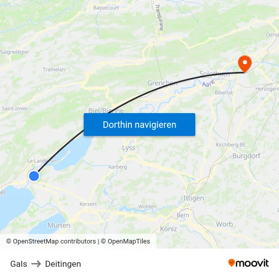 Gals to Deitingen map