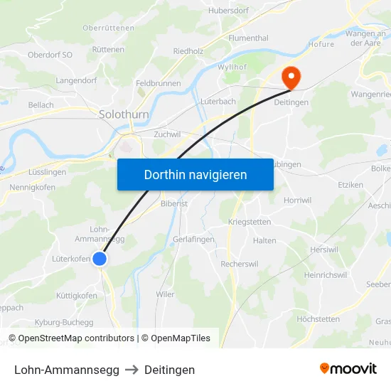 Lohn-Ammannsegg to Deitingen map