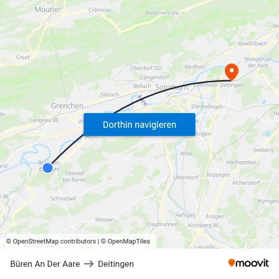 Büren An Der Aare to Deitingen map