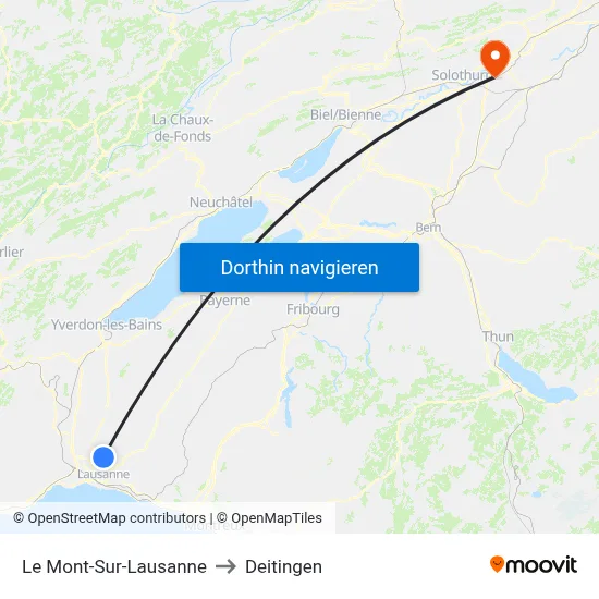 Le Mont-Sur-Lausanne to Deitingen map