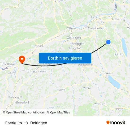 Oberkulm to Deitingen map