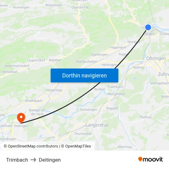 Trimbach to Deitingen map