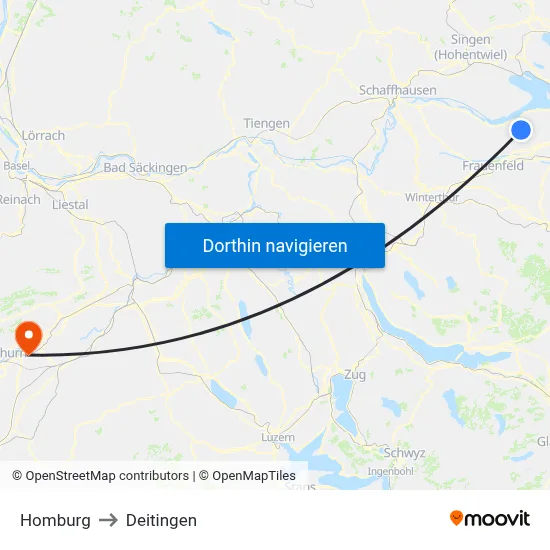 Homburg to Deitingen map