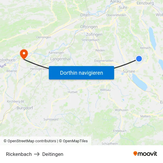 Rickenbach to Deitingen map
