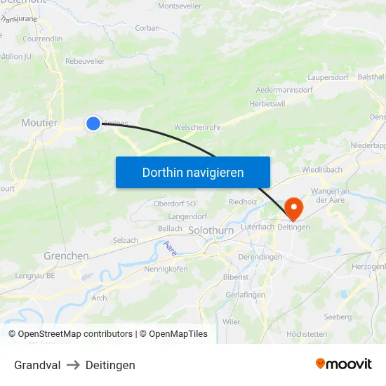 Grandval to Deitingen map