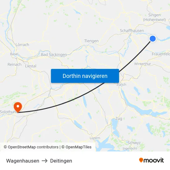 Wagenhausen to Deitingen map