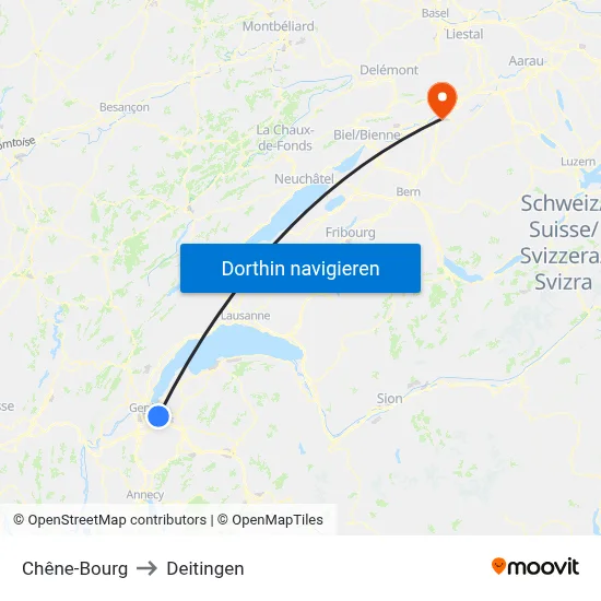 Chêne-Bourg to Deitingen map