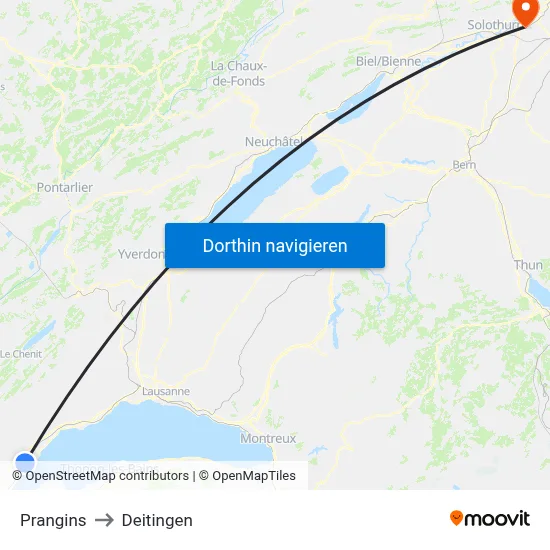 Prangins to Deitingen map