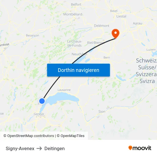 Signy-Avenex to Deitingen map