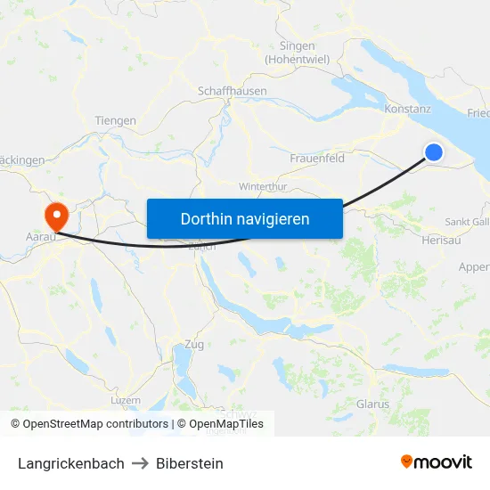 Langrickenbach to Biberstein map