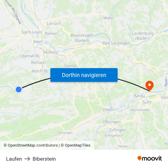 Laufen to Biberstein map