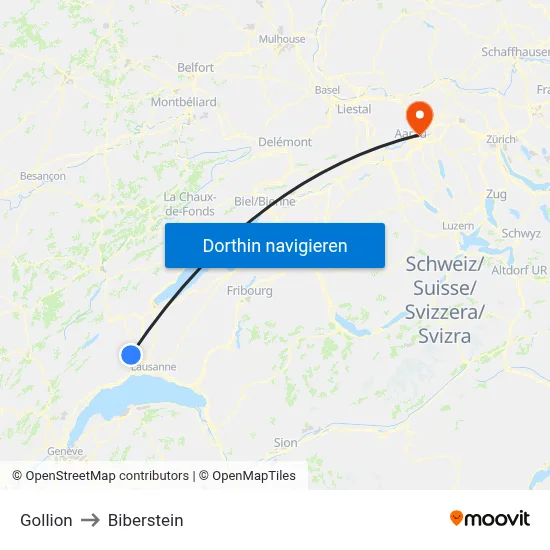Gollion to Biberstein map