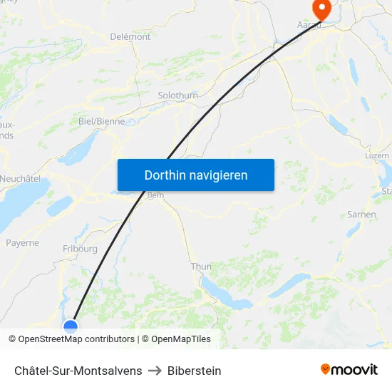 Châtel-Sur-Montsalvens to Biberstein map