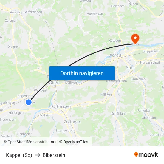 Kappel (So) to Biberstein map
