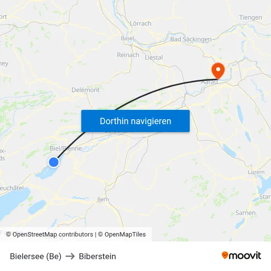 Bielersee (Be) to Biberstein map