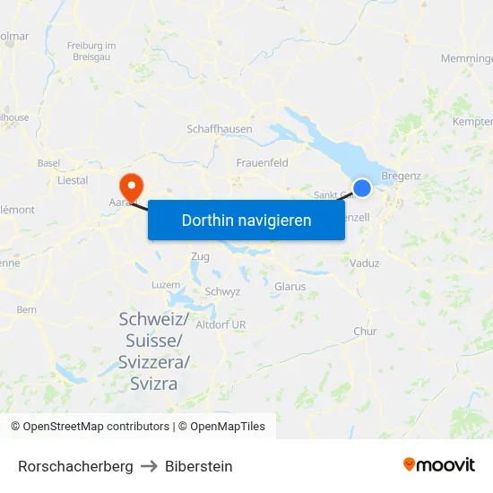 Rorschacherberg to Biberstein map
