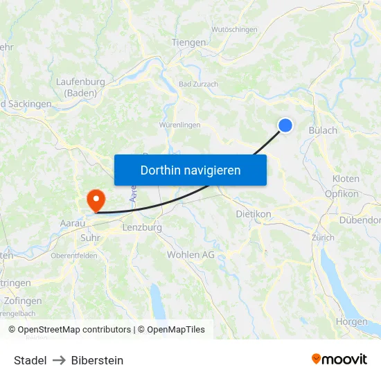 Stadel to Biberstein map
